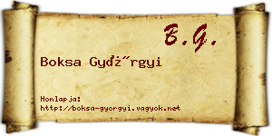 Boksa Györgyi névjegykártya